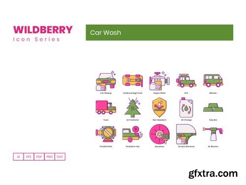 50 Car Wash Icons | Wildberry Series Ui8.net