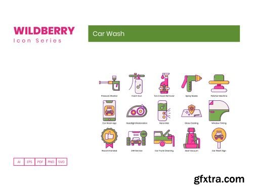 50 Car Wash Icons | Wildberry Series Ui8.net