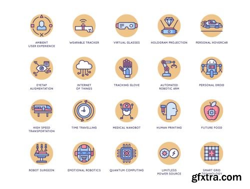 74 Futuristic Icons | Butterscotch Series Ui8.net