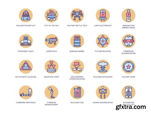 74 Futuristic Icons | Butterscotch Series Ui8.net