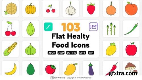 Videohive Healthy Food Lottie Icons 46682756