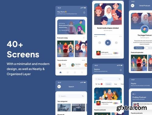 Podbay - Podcast App UI Kits Ui8.net