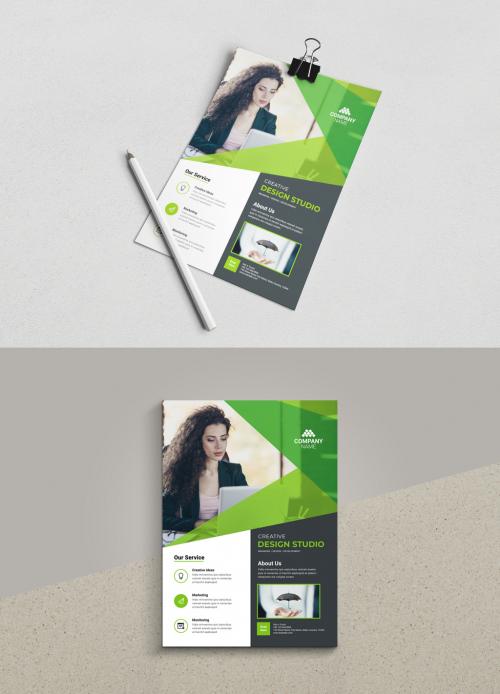 Corporate Business Flyer with Green Accents 580915648