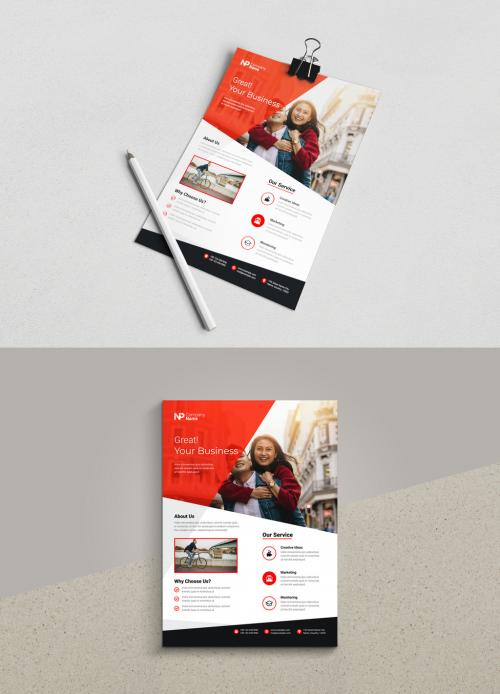 Corporate Business Flyer with Red Accents 580915656