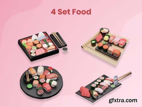 3D Japanese Food Illustration Ui8.net