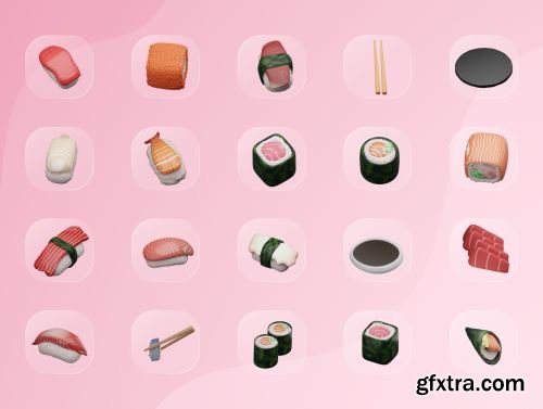 3D Japanese Food Illustration Ui8.net