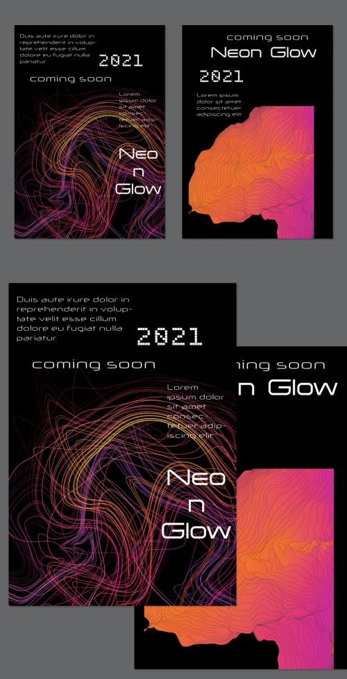 Flyer Layout with Bright Gradient Terranion Shape and Glow Net 581558934