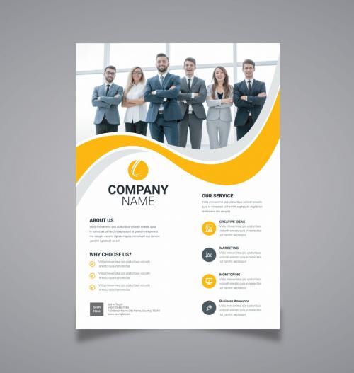 Corporate Business Flyer Layout with Graphic Elements and Orange Accents 573422025