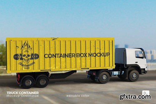 Container Truck Mockup X9G45MH