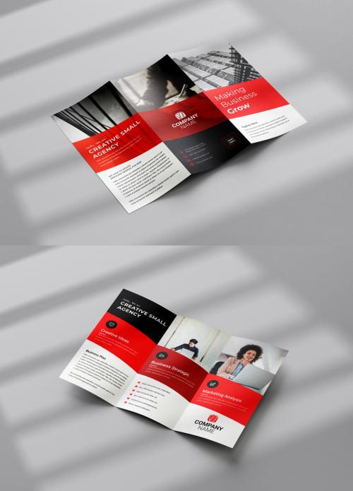 Red Trifold Brochure Layout with Editable Elements 579339530