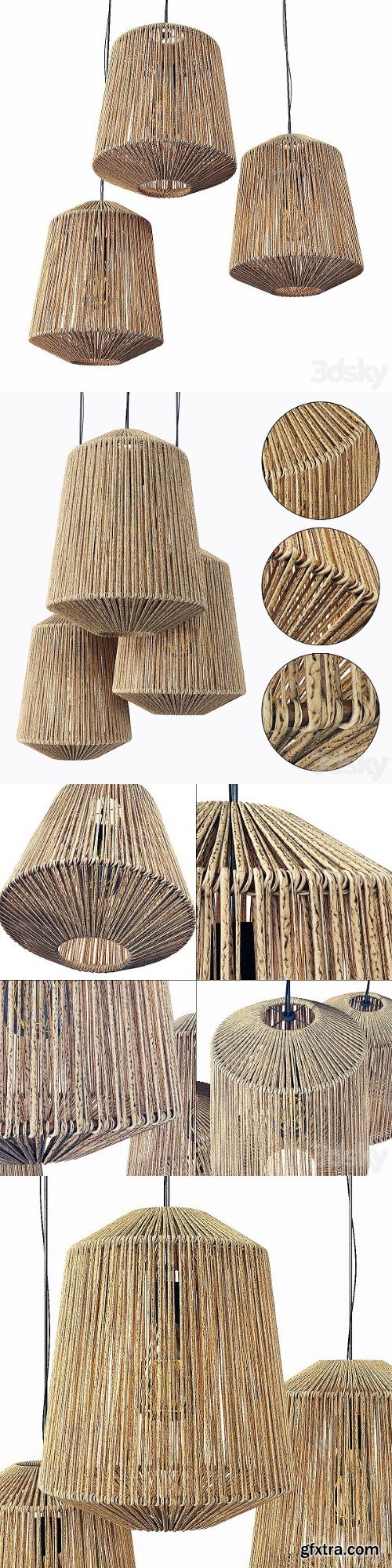 Lamp Wood Rotang Wicker Barrel