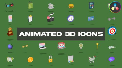 Videohive - Animated 3D Icons for DaVinci Resolve - 47098908 - 47098908