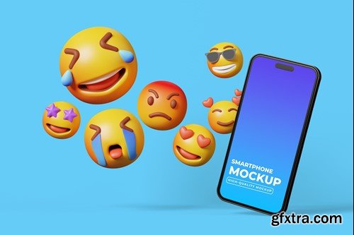 Smartphone Mockup with Emoji 8QSS97K