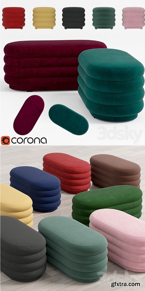 Ferm Living - Velour Pouf oval