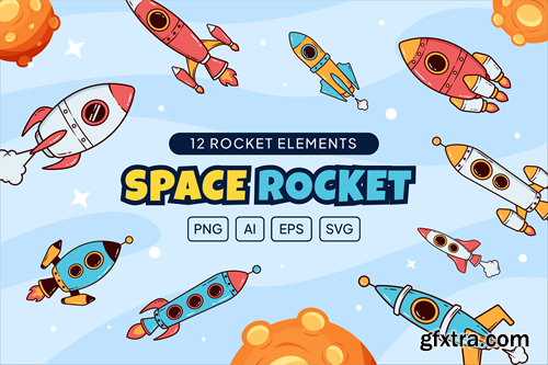Space Rocket Illustration HVZKDRB