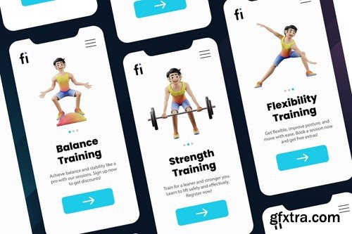 3D Gym & Fitness Icons GFTXDPJ