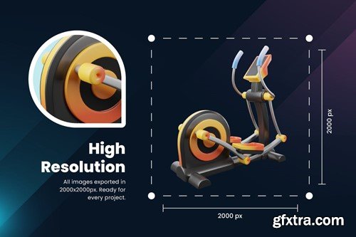 3D Gym & Fitness Icons GFTXDPJ