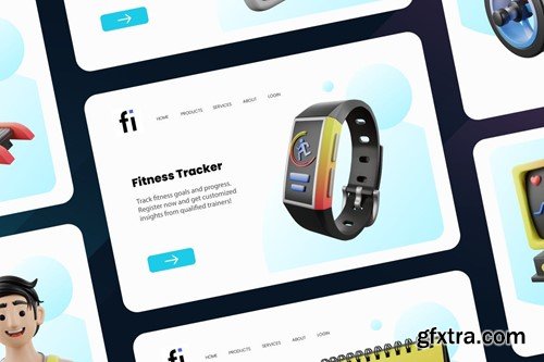 3D Gym & Fitness Icons GFTXDPJ