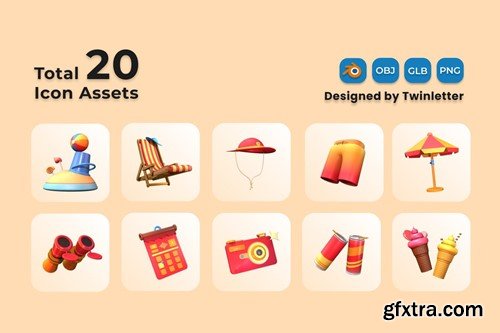 Summer 3D Icon Pack Vol 4 H9CZWJH