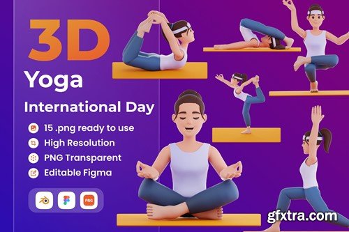 Yoga International Day 3D Illustration D25VQ2J