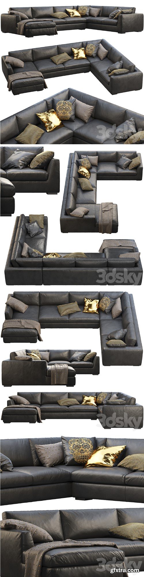 RH Modena Taper Arm U-Sofa Chaise Sectional Sofa