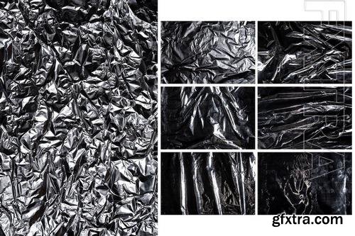 10 Crumpled Silver Metal Foil Texture Background