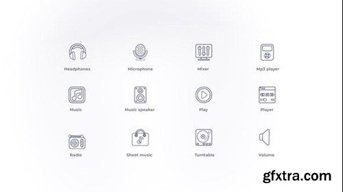 Videohive Music and Radiostation  - Outline Icons 46804124