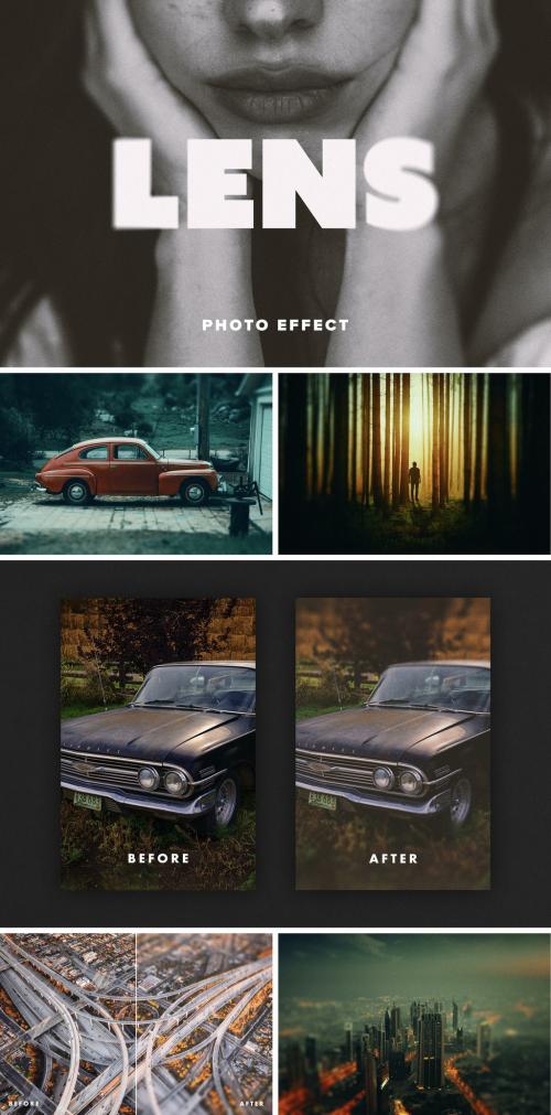 Retro Lens Photo Effect Mockup 572624679