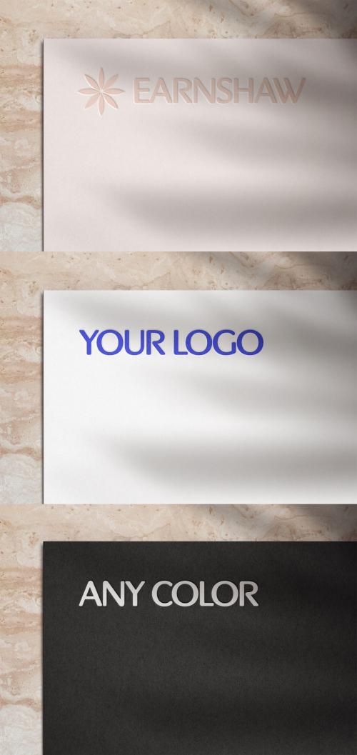 Logo Mockup Embossed Debossed Paper Textrure Template Effect 574487888