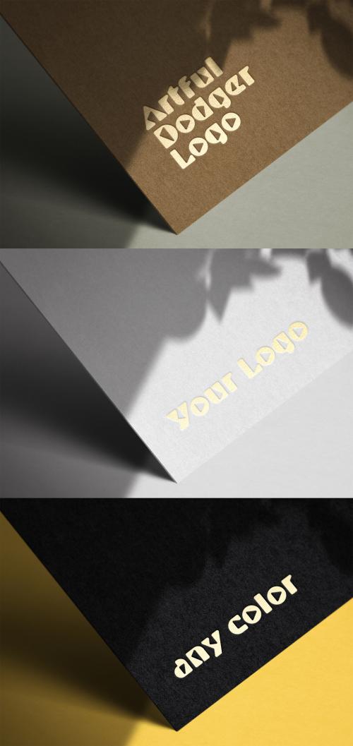 Logo Mockup Gold Hot Foil Paper Textrure Template Effect 574482487