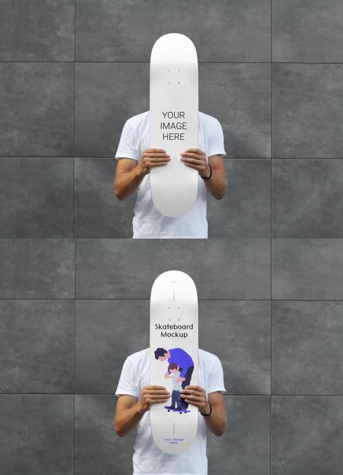 Men Holding Skateboard Mockup 582100021