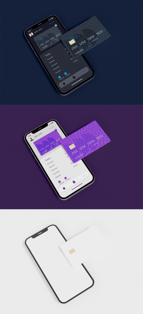 Smartphone with Credit Card Mockup 583663432