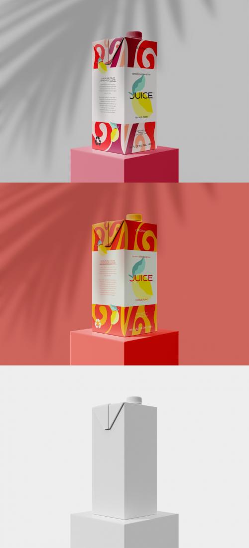 Juice or Milk Box on Podium Mockup 584377043