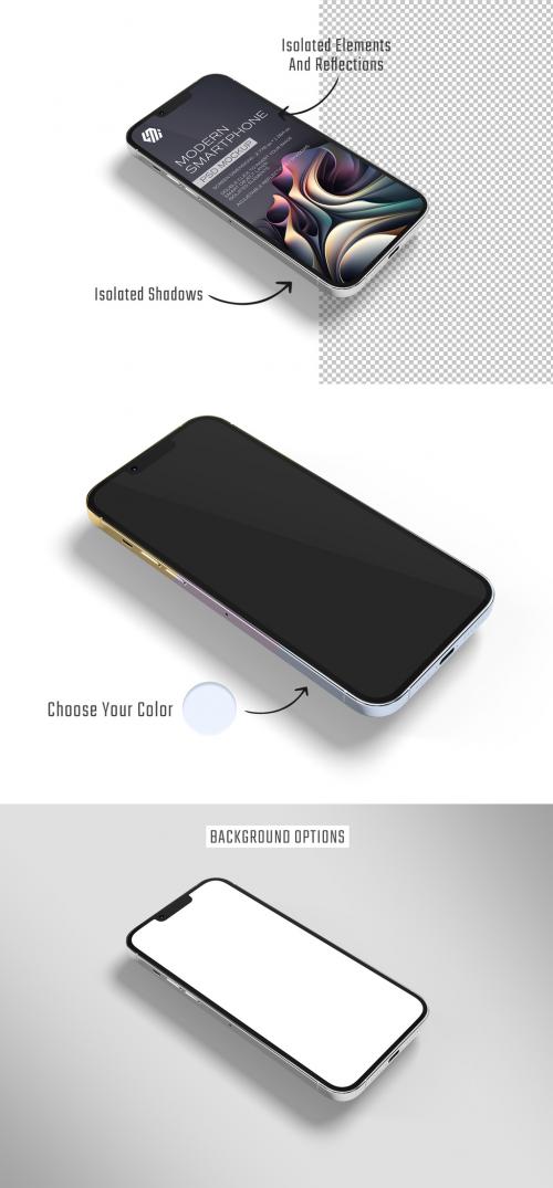 Smartphone Mockup with Editable Colors and Transparent Background 586978708