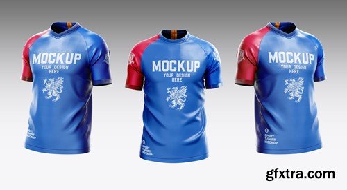Set 3 Soccer Men’s Sports T-shirts Mockup X6AEMLF