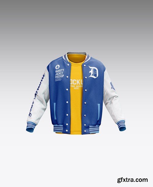 Varsity Bomber with T-Shirt Mockup XS53B5V