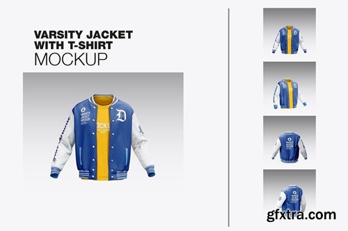 Varsity Bomber with T-Shirt Mockup XS53B5V