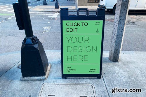 Sidewalk Street Sign Mockup 9FLG4DS