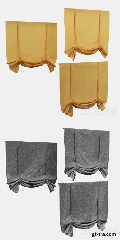 Austrian curtain (yellow) 3d model