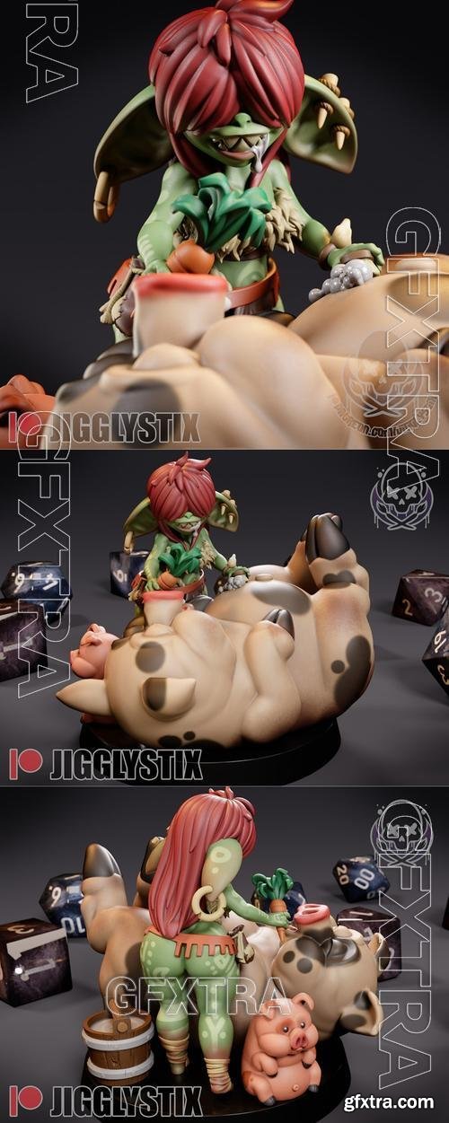 Jigglystix - Pig Farmer Goblin Girl &ndash; 3D Print Model