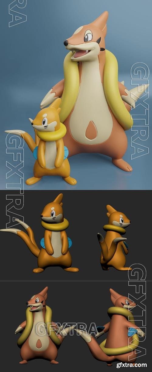 Pokemon - Buizel and Floatzel &ndash; 3D Print Model