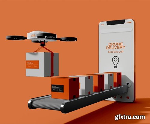 Delivery Drone Mockup 339QRPB