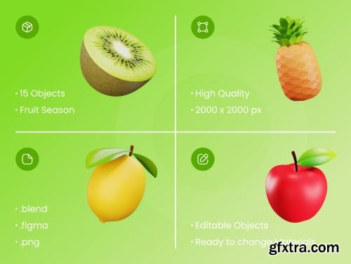 Fruit 3D Illustration Ui8.net