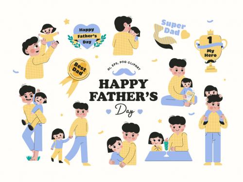 Father's Day Illustration Set 586885020