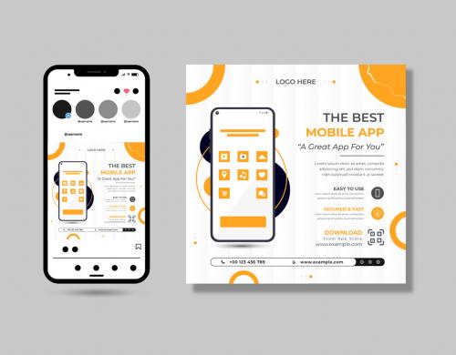 Mobile App Social Media Post Design Template 586506940