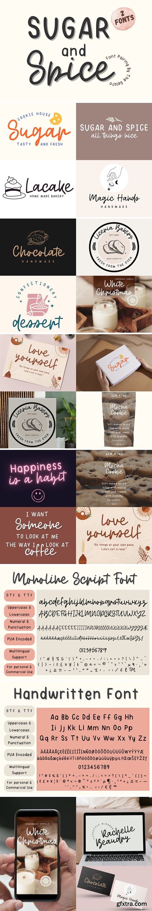 Sugar and Spice Minimal Handwritten Font Duo