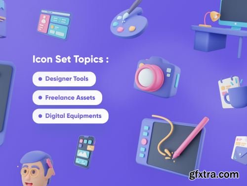 Freelancy - Freelance 3D Icon Set Ui8.net