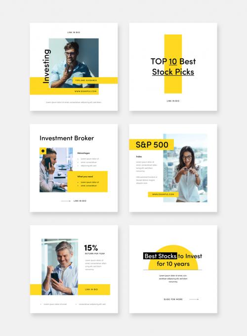 Modern Business Layout Set For Social Networks with Yellow Accent 574343607