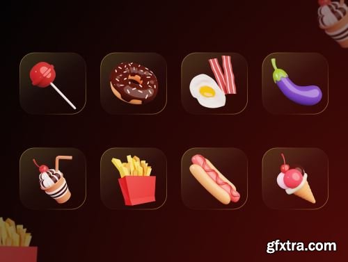 Food Supplies 3D Icons Ui8.net