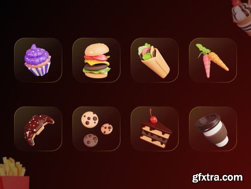 Food Supplies 3D Icons Ui8.net